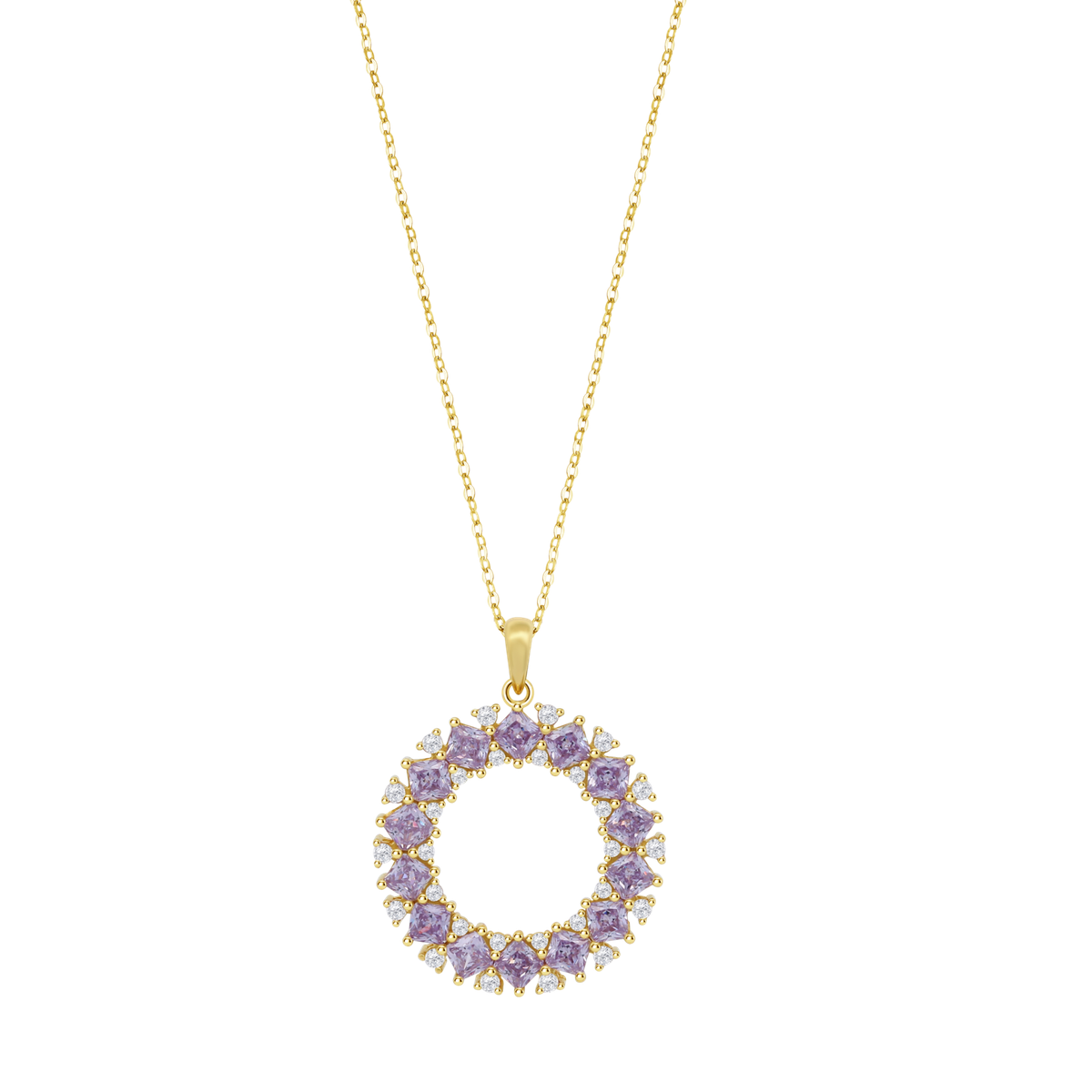 Colgante Plata Dorada Lotus LP3838-1/2 Aro Circonitas Purpuras