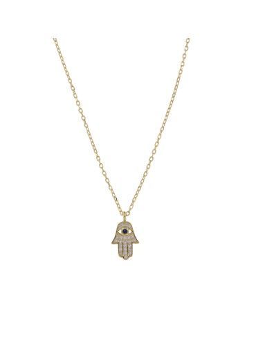 Colgante Plata Dorada Mujer PGAR805/C Mano Fátima Circonitas