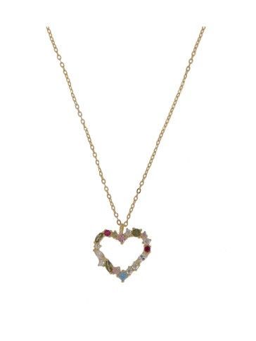 Colgante Plata Dorada Mujer PGAR825/C Corazón Circonitas Multicolor