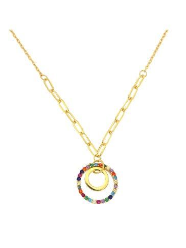 Colgante Plata Dorada Mujer PGAR840/C Aro Circonitas Multicolor