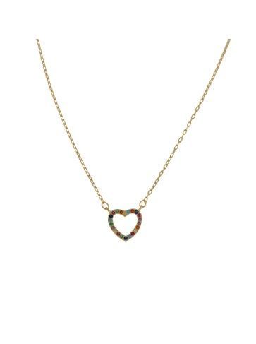 Colgante Plata Dorada Mujer PGAR843/C Corazón Circonitas Multicolor