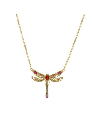 Colgante Plata Dorada Mujer PGAR887/C Libélula Circonitas Rojas