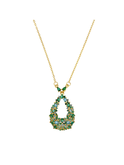 Colgante Plata Dorada Mujer PSET157/3C Gota Circonitas Verdes