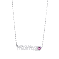 Colgante Plata Lotus LP1808-1/3 Palabra MAMÁ Corazón Circonita Morada