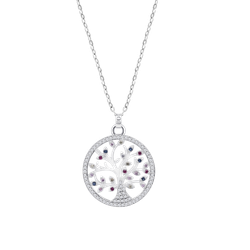Colgante Plata Lotus LP1896-1/1 Árbol De La Vida Circonitas Multicolor