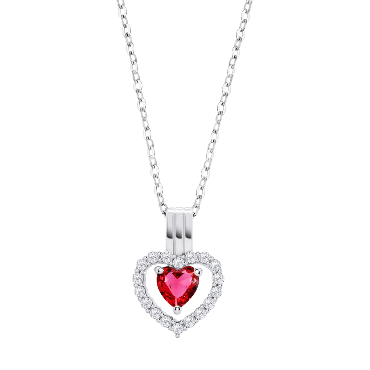 Colgante Plata Lotus LP3555-1/3 Corazón Circonita Roja Bicolor Blancas
