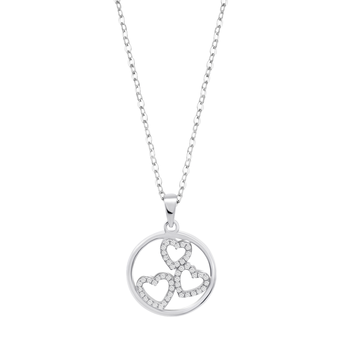 Colgante Plata Lotus LP3593-1/1 Círculo Corazones Circonitas