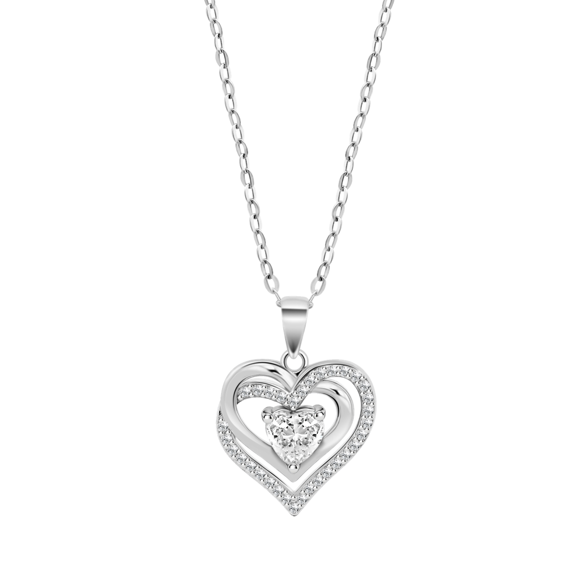 Colgante Plata Lotus LP3706-1/1 Corazón Doble Circonitas