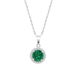 Colgante Plata Lotus LP3790-1/3 Círculo Circonitas Verde Bicolor Blancas