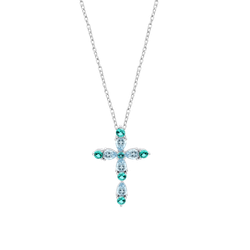 Colgante Plata Lotus LP3915-1/2 Cruz Circonitas Turquesa