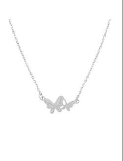 Colgante Plata Mujer PGAR914 Mariposas En Brillo