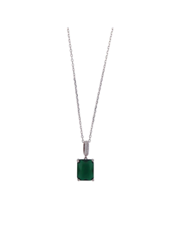 Colgante Plata Mujer PSET178/3 Circonitas Piedra Verde