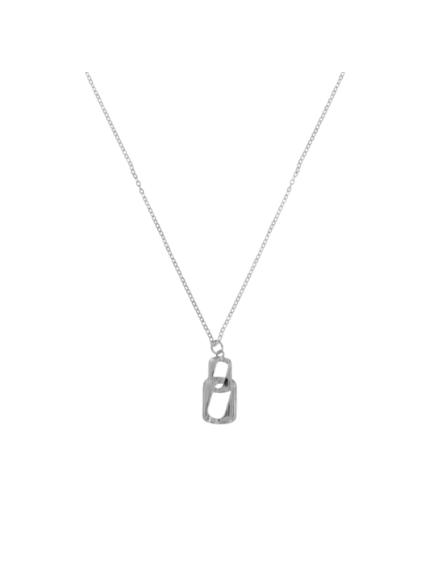 Colgante Plata Mujer PSET189/3 Eslabones Cuadrados Circonitas