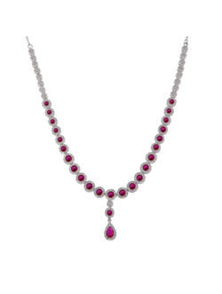 Colgante Plata Mujer PSET196/3R Circonitas Rojas