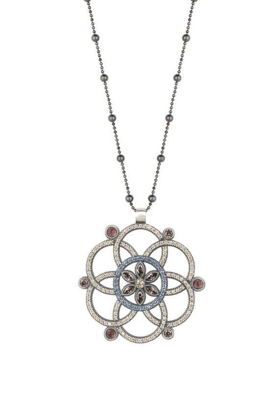 Colgante SUNFIELD de plata, turmalina rosa y circonitas. CL061811