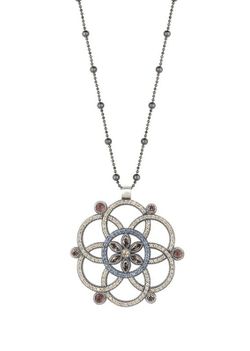 Colgante SUNFIELD de plata, turmalina rosa y circonitas. CL061811