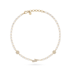 Collar Acero Dorado Mujer Philipp Plein PJ7EA04NU Rayo Cristales