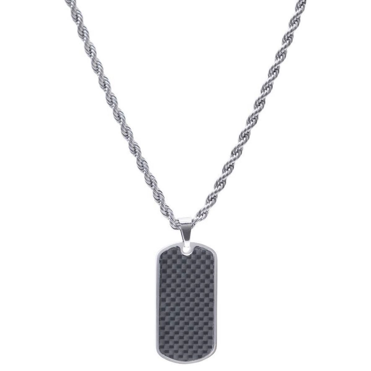 Collar AMEN-EMOTION acero con placa en negro hombre. EMACCLTACAB