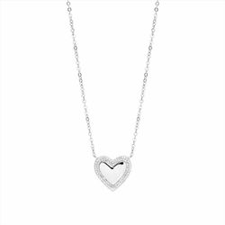 Collar Bronce Plateado N24013 Colgante Corazon Circonitas