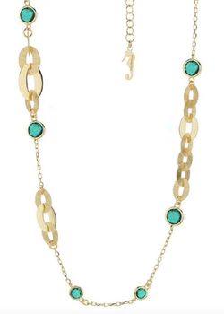 Collar IPPOCAMPO plata bañada en oro con cristal esmeralda. IPEL295