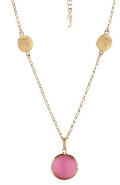 Collar IPPOCAMPO plata bañada en oro con cuarzo rosa. IPEL330