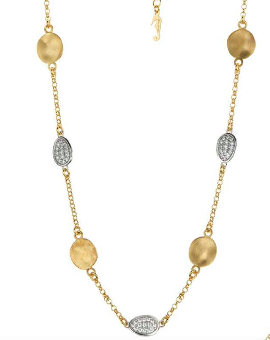 Collar IPPOCAMPO plata bañada esferas ovaladas circonitas. IPEL123