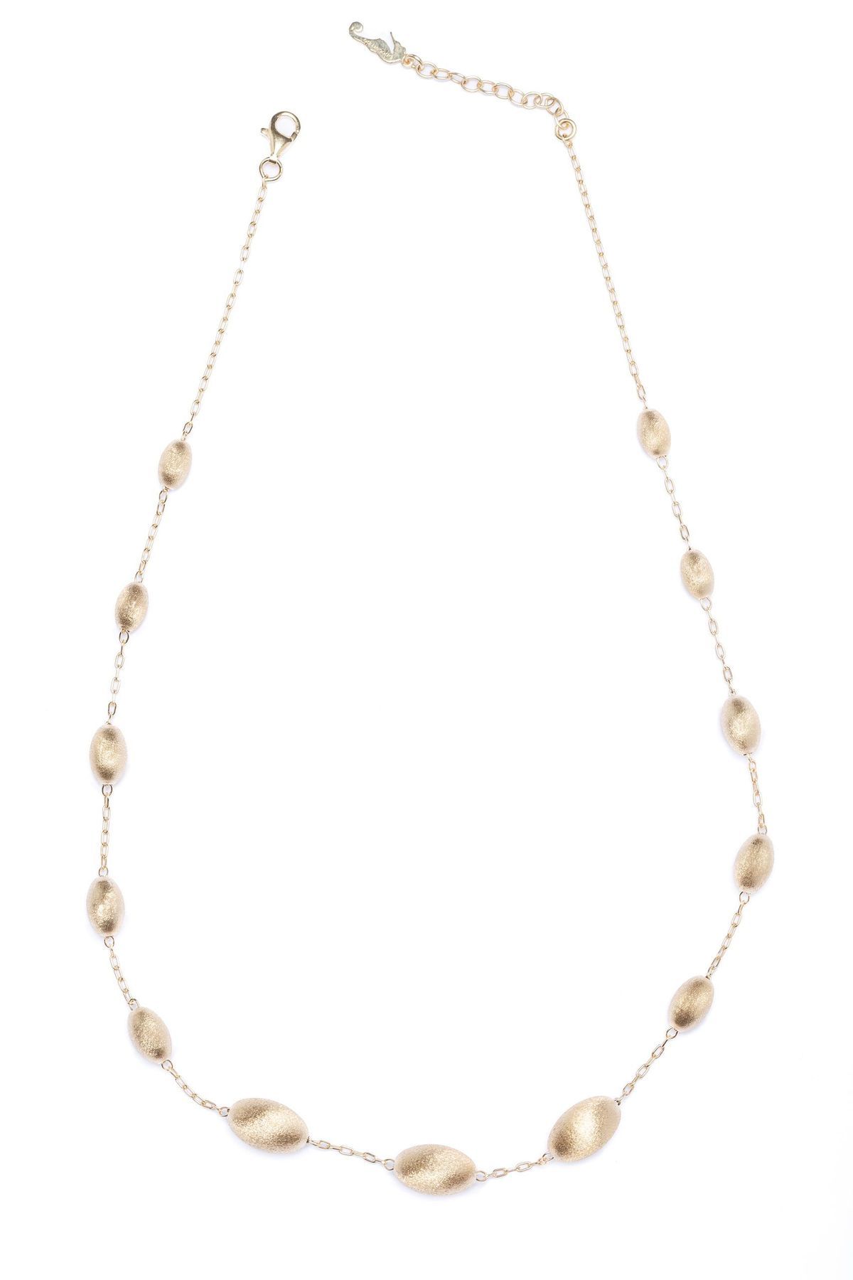 Collar IPPOCAMPO plata bañada esferas ovaladas. IPCR21