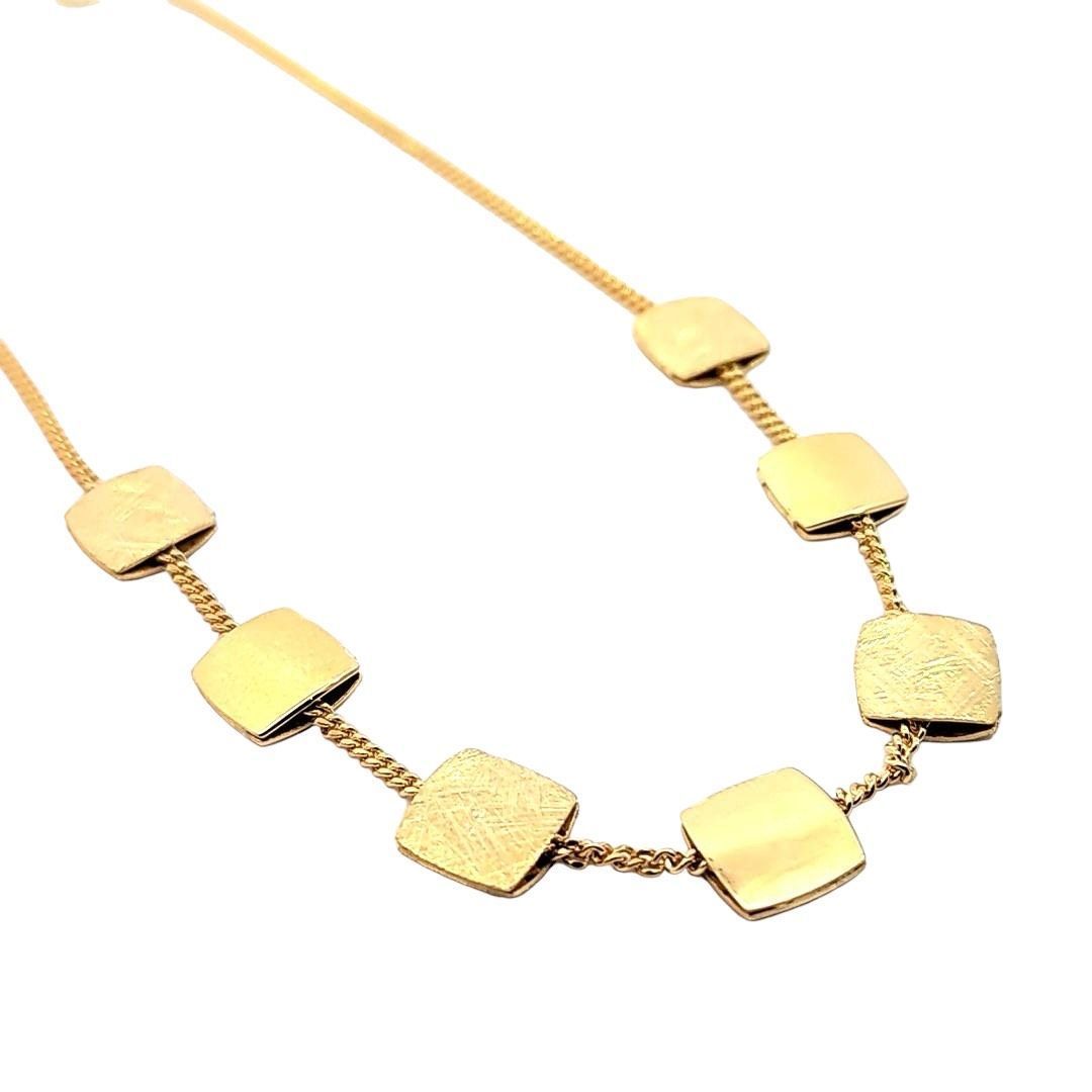 Collar IPPOCAMPO plata bañada planchas cuadradas. IPCR85