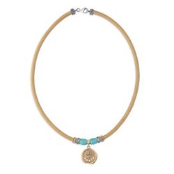 Collar Plata de Palo mujer de cuero cosido color camel Referencia:WN224X una pieza excepcional que combina artesanía meticulosa y detallista