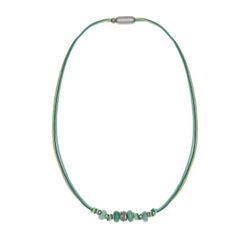 Collar PLATA DE PALO mujer de Nylon modelo Aurora con resinas verdes