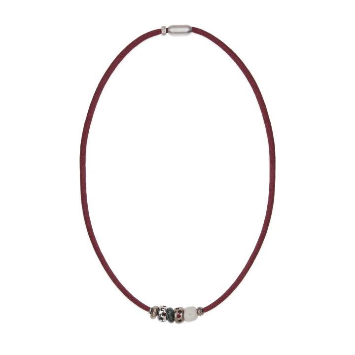 Collar/Pulsera Nylon Flor de Plata de Palo color granate para lucir como collar o pulsera