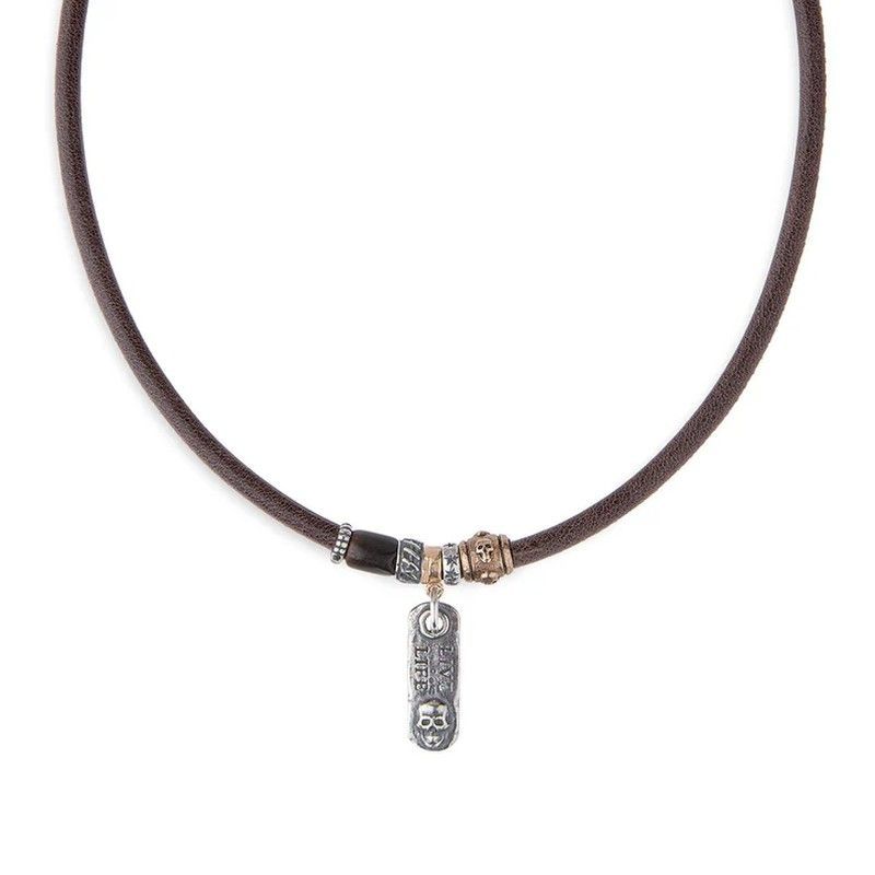 Collar Sokkim SN040X Colgante Plata de Palo con placa de plata 925