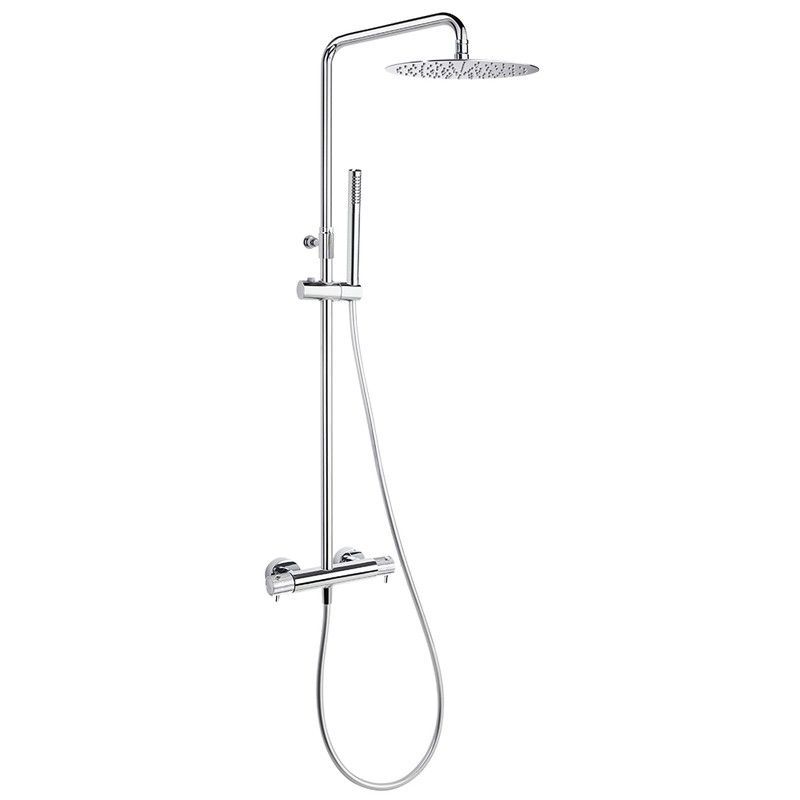 Columna telescópica termostática Odisea Joya, con ducha de mano y rociador metálico 300 mm, cromado