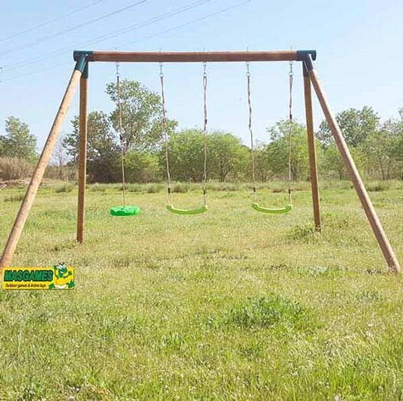 Columpio triple de madera Kibo plus