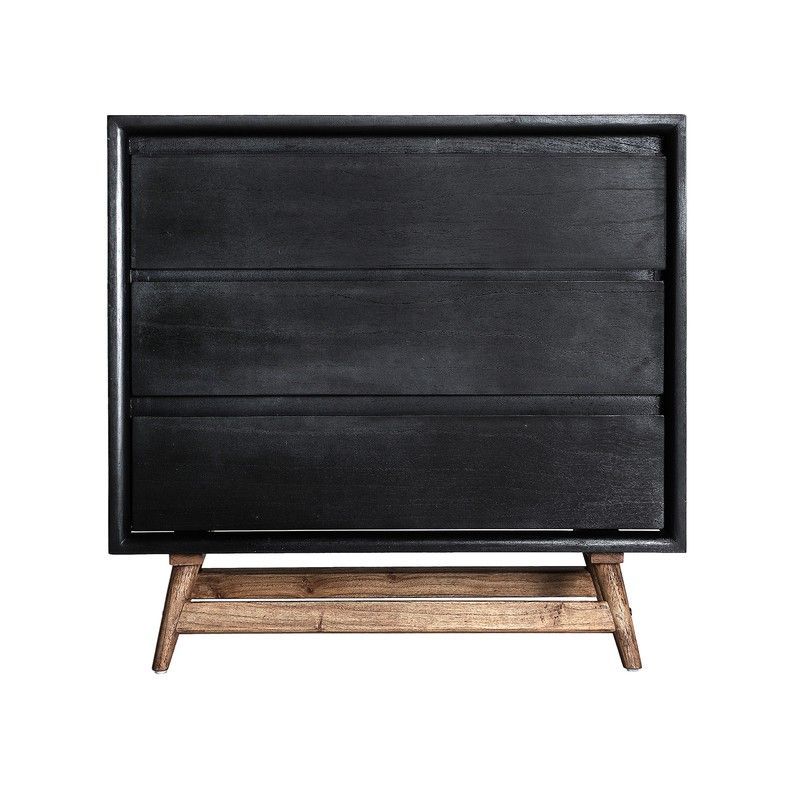 Cómoda de madera de mindi en negro y natural, 90 x 40 x 86 cm | Thiers