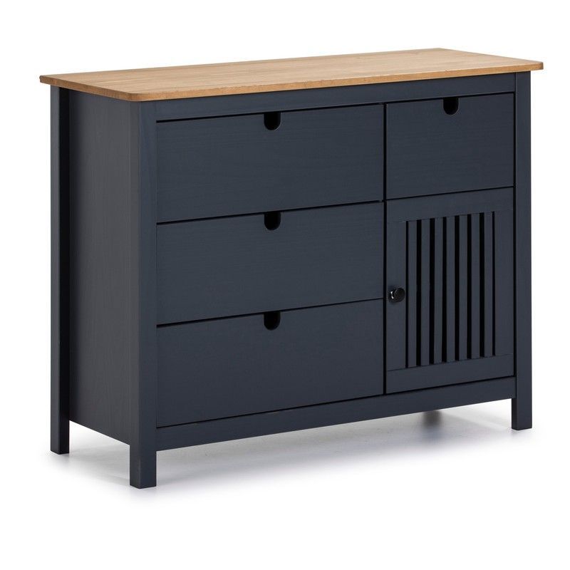 Cómoda de madera de pino gris antracita, 100 x 40 x 80 cm | Bruna