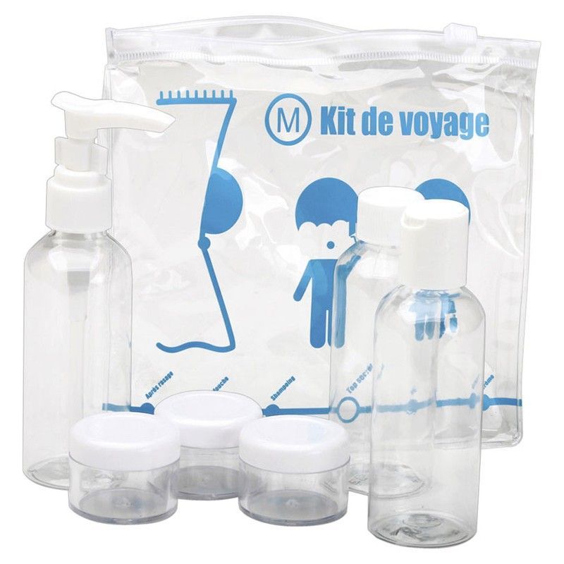 Complementos viaje Kit De Viaje Bolsa 3 Frascos+3 Botes