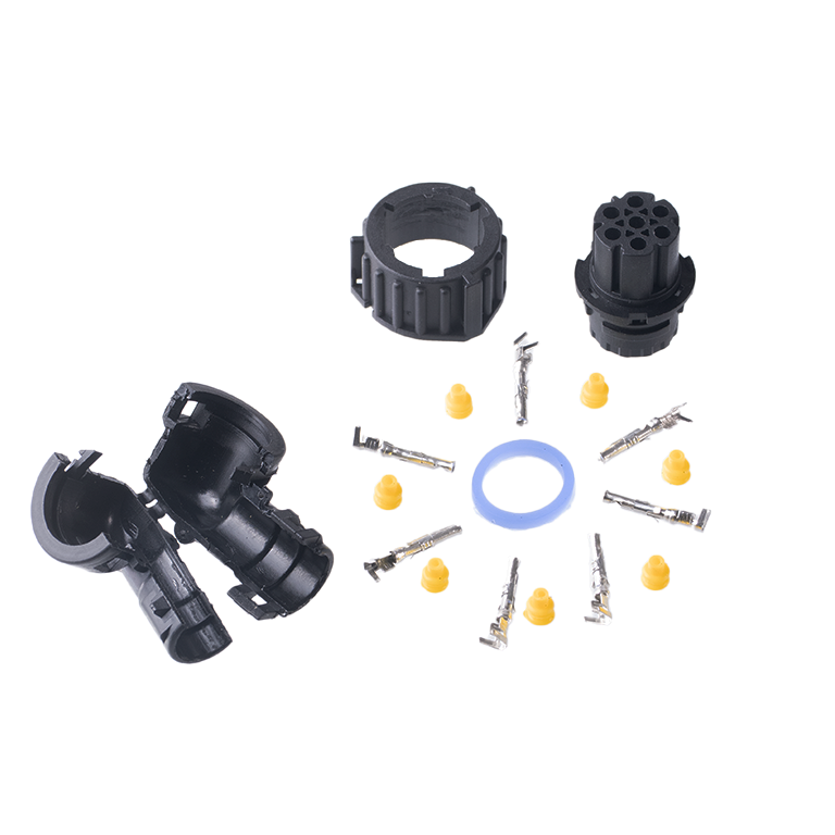 Conector estanco acodado 90º para conector AMP 1,5  para piloto 7 pins