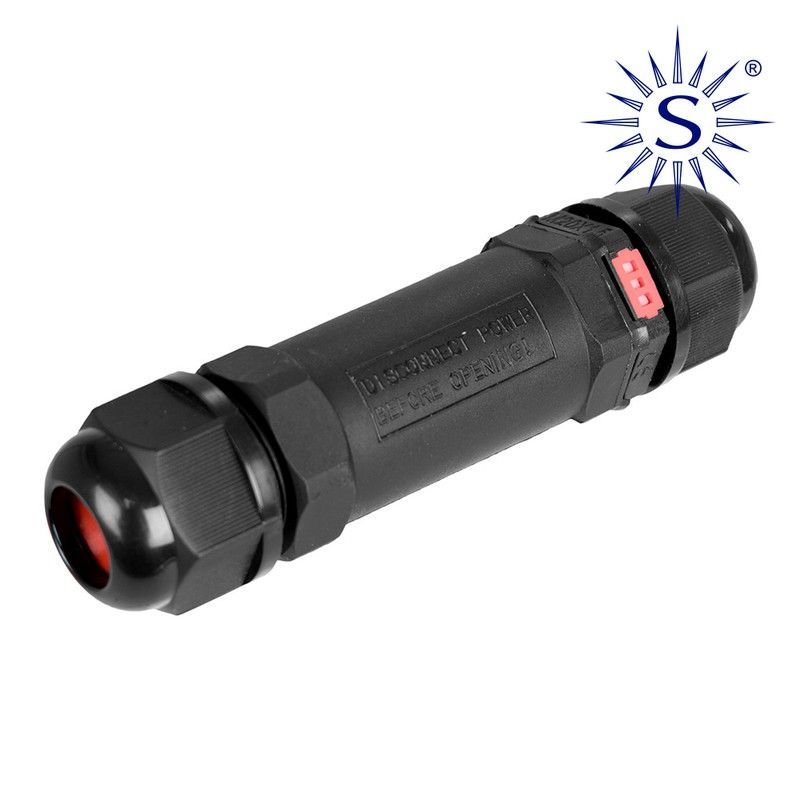 Conector para empalmes para exterior con valvula anticondensacion 10x2,6cm 3p ip68 black series solera