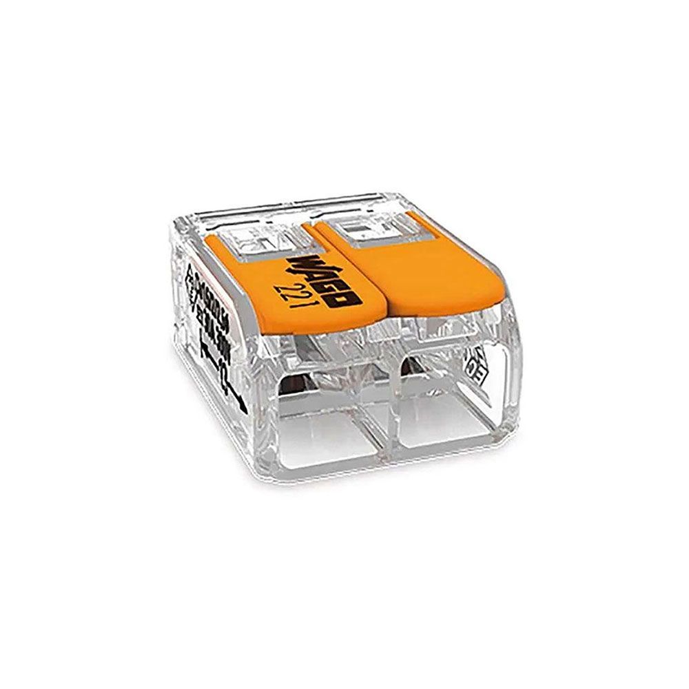 Conector Rápido Con Palanca 2 Vias, Ø Maximo 6 Mm²,  450 V , 41 A; Transparente; 16 X 21,1 X 10,1 Mm