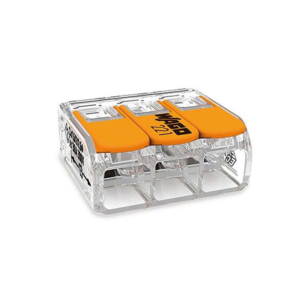 Conector Rápido Con Palanca 3 Vias, Ø Maximo 6 Mm²,  450 V , 41 A; Transparente; 22,9 X 21,1 X 10,1 Mm