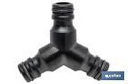 Conector triple en forma 'Y' para mangueras de jardín | Rosca macho para empalmes | Ideal para jardinería y agricultura. Referencia 90014012.