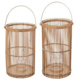 Conjunto de 2 linternas de bambú