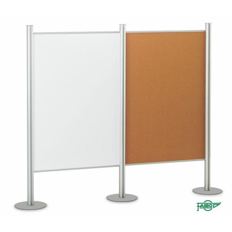 Conjunto de 2 soportes y 2 bases de 500 mm. para mamparas modulares con 3 ruedas de freno (195x50 cm.)