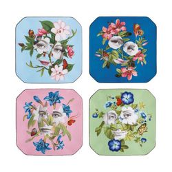 Conjunto de 4 platos de postre de porcelana en multicolor, 22,3 x 22,3 x 2 cm | Fête vos Jeux