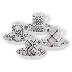 Conjunto de café de porcelana en blanco y negro, 17 x 17 x 17 cm | Calçada Portuguesa