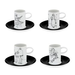 Conjunto de café de porcelana en blanco y negro | Fado