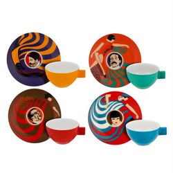 Conjunto de café de porcelana en multicolor, 11,2 x 11,2 x 3,9 cm | Cinema Potuguês