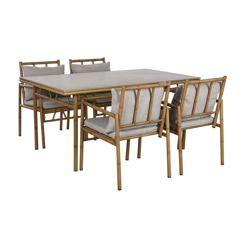 Conjunto de comedor para jardín  de aluminio y tejido en natural y beige, 160 x 90 x 75 cm | Sea Side