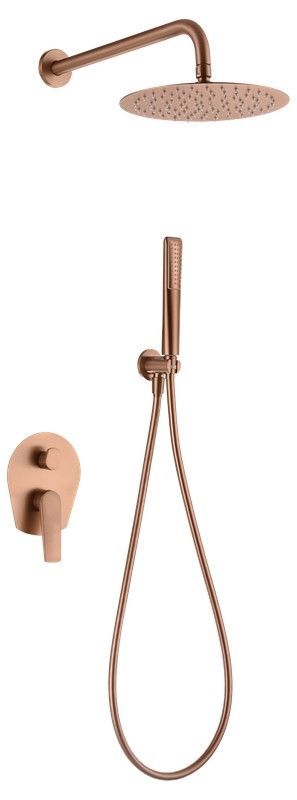 Conjunto de ducha empotrado monomando Delos Oro rosa cepillado GPD055/ORC Imex